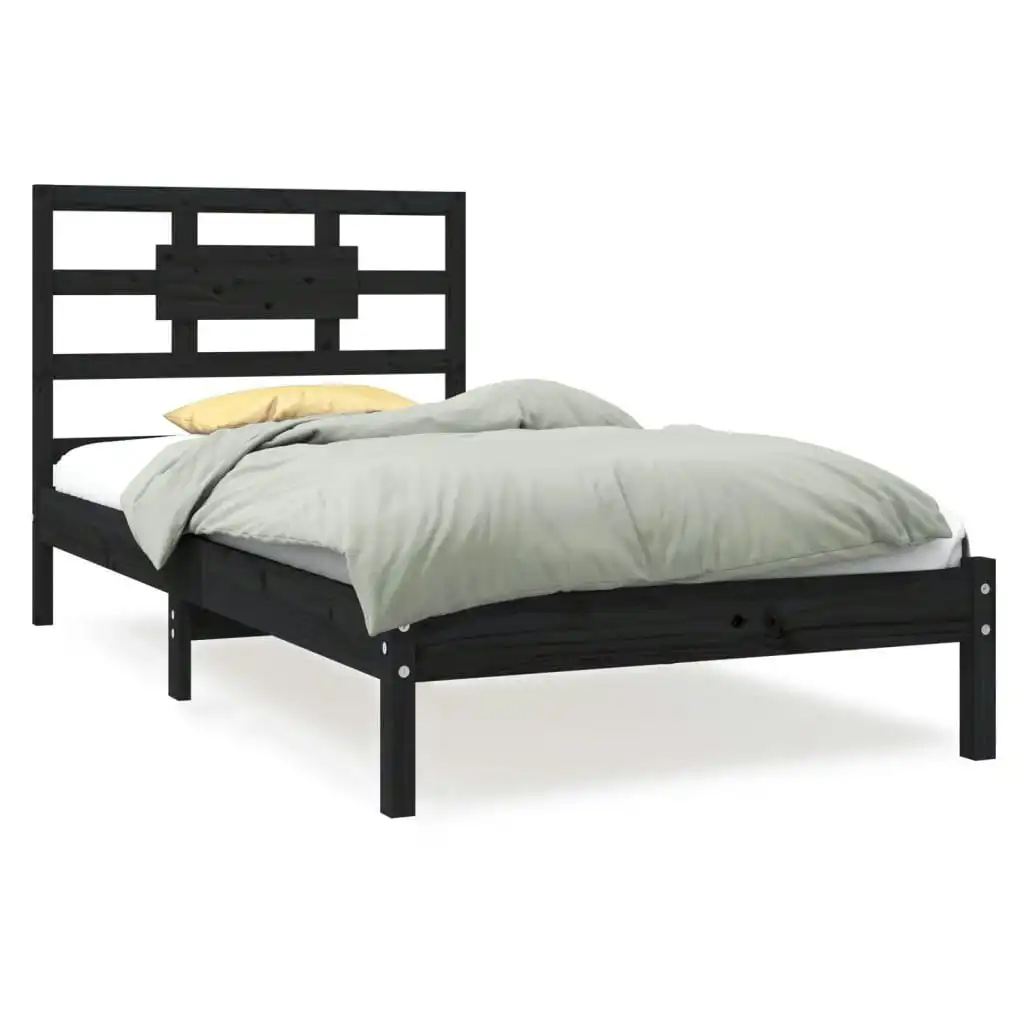 Bed Frame Black Solid Wood 92x187 cm Single Size 3105634