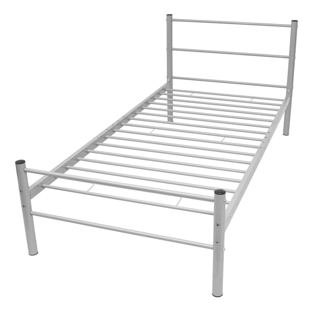 Bed Frame Grey Metal 106x203 cm King Single Size 247482