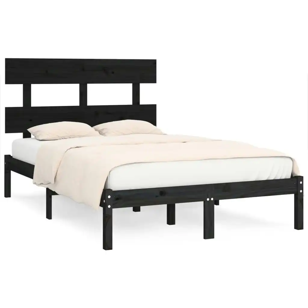 Bed Frame Black Solid Wood 153x203 cm Queen Size 3104682