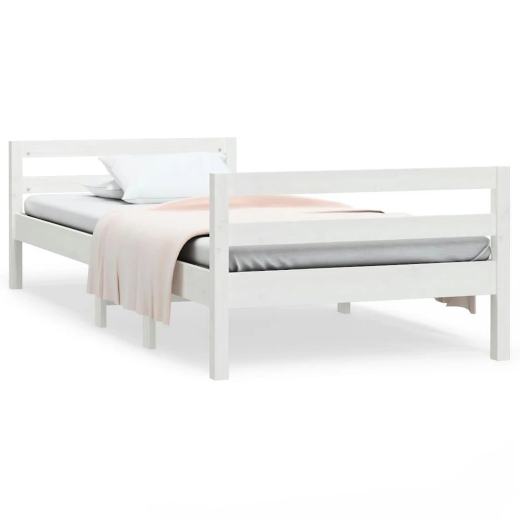 Bed Frame without Mattress White 90x190 cm Solid Wood Pine 821635