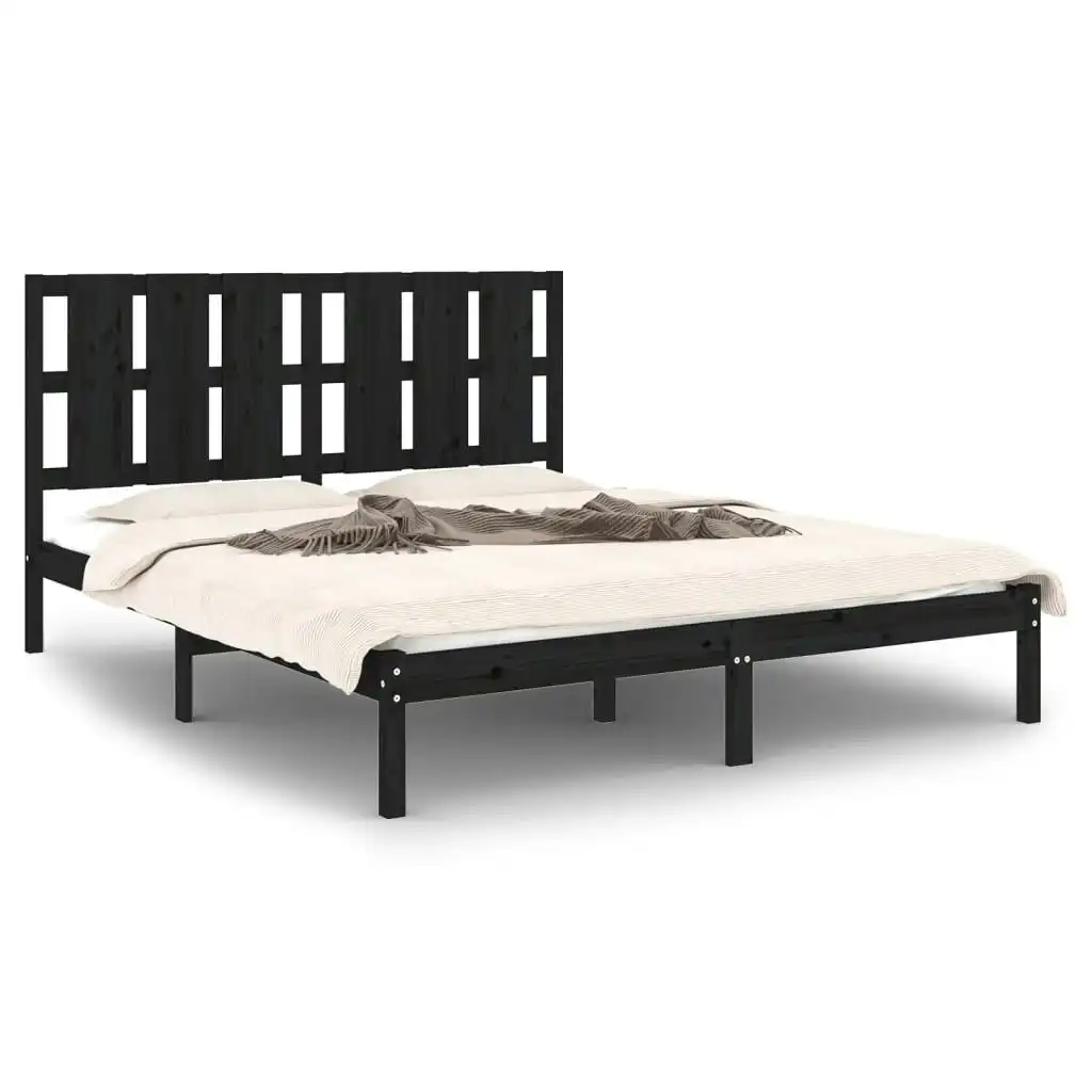 Bed Frame Black Solid Wood 153x203 cm Queen Size 3105609