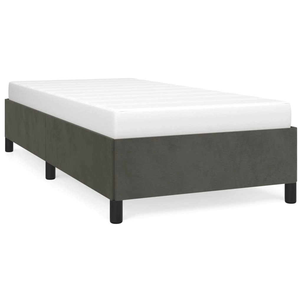 Bed Frame Dark Grey 106x203 cm King Single Size Velvet 347366