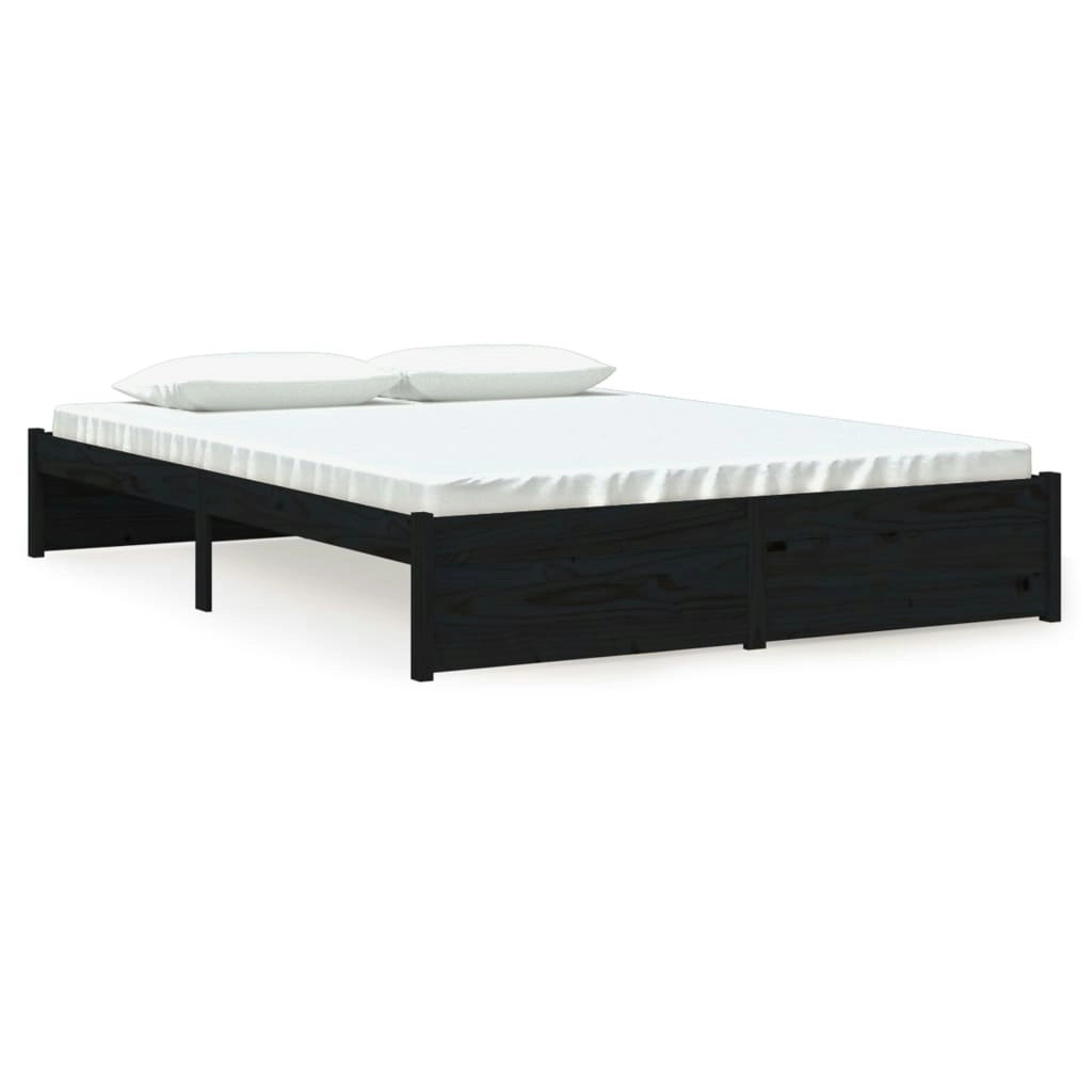 Bed Frame Black Solid Wood 153x203 cm Queen Size 814958