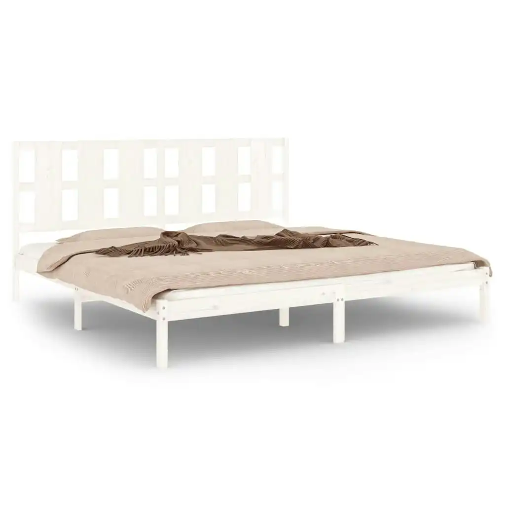 Bed Frame White Solid Wood 183x203 cm King Size 3105616