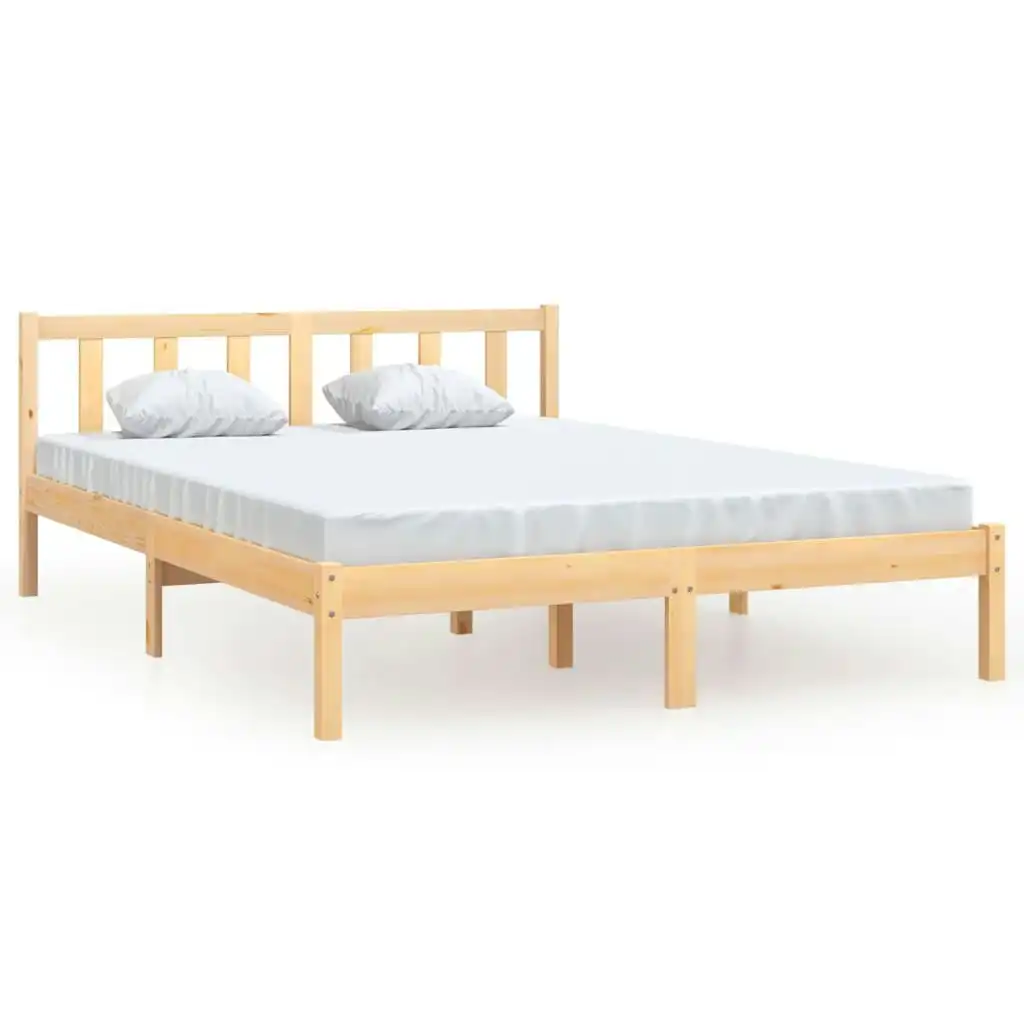 Bed Frame Solid Wood Pine 137x187 cm Double Size 810057