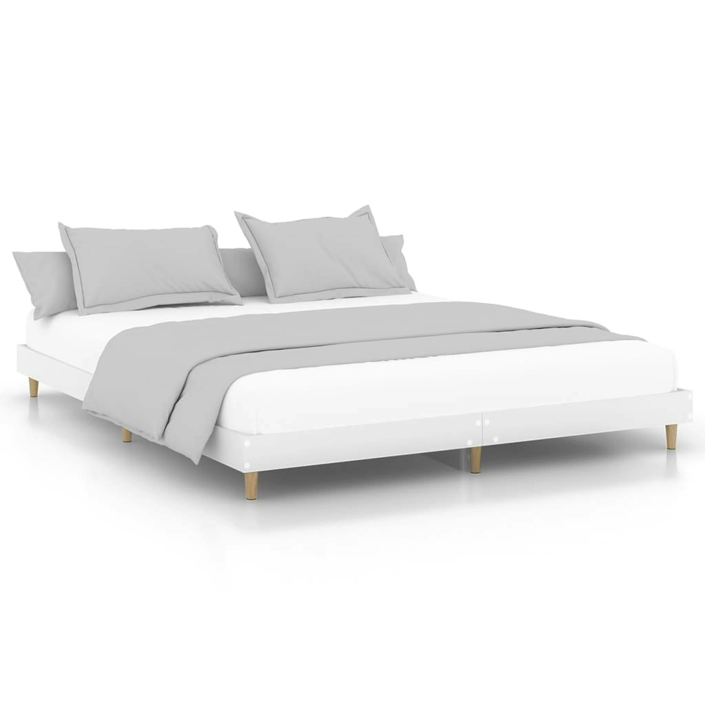 Bed Frame White 153x203 cm Queen Size Engineered Wood 832029