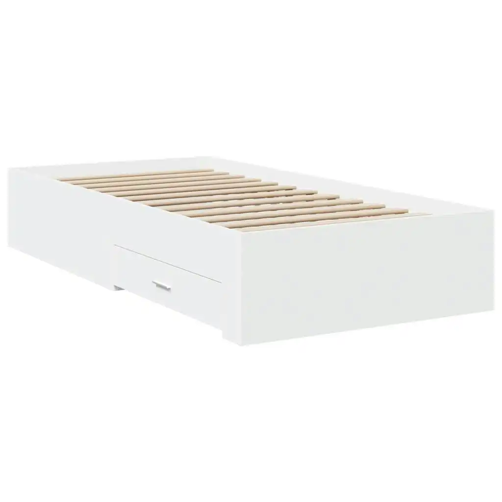 Bed Frame with Drawers White 90x190 cm Engineered Wood 3280433