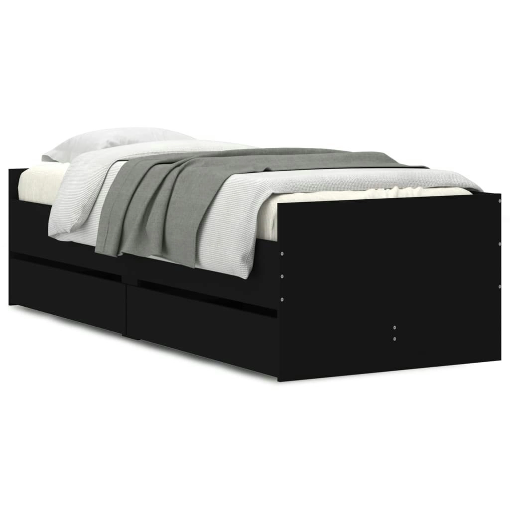 Bed Frame with Drawers Black 90x190 cm 3207351