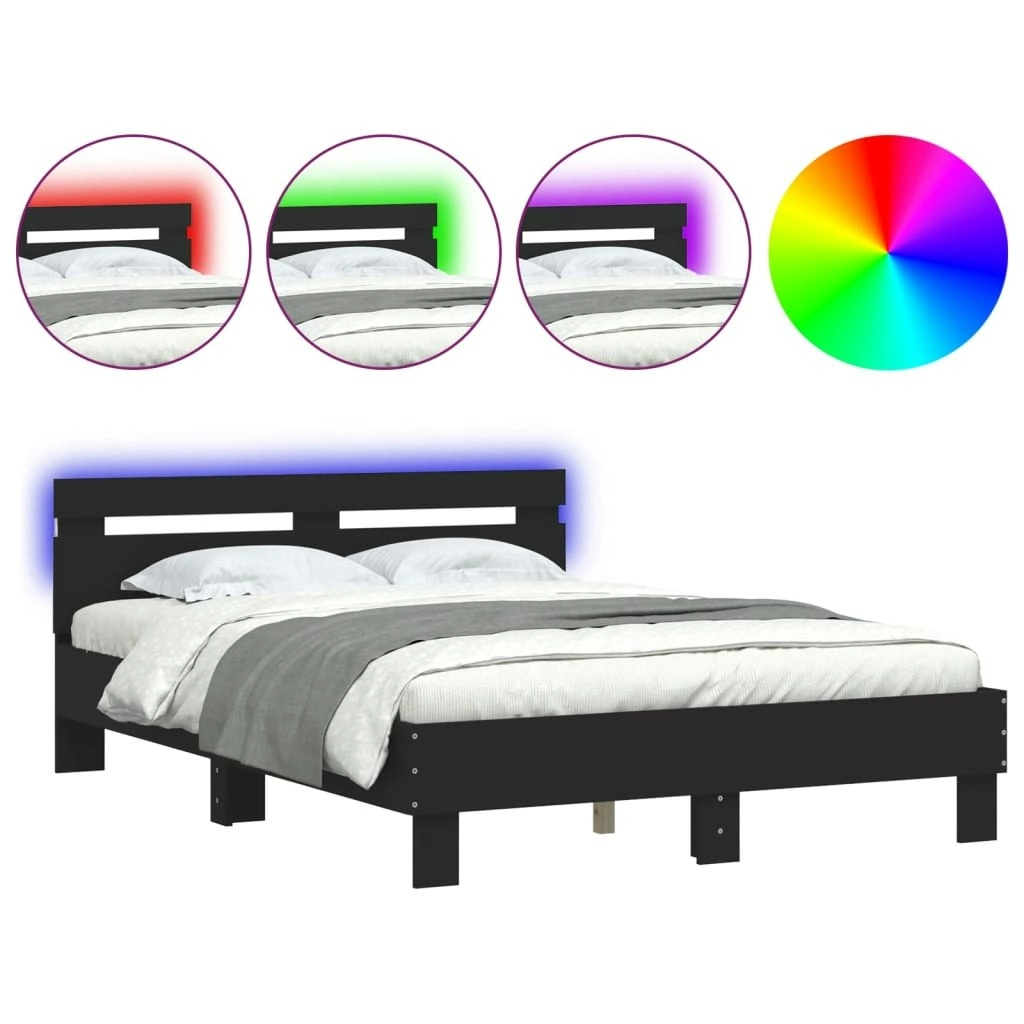 Bed Frame with LED without Mattress Black 135x190 cm 3207568