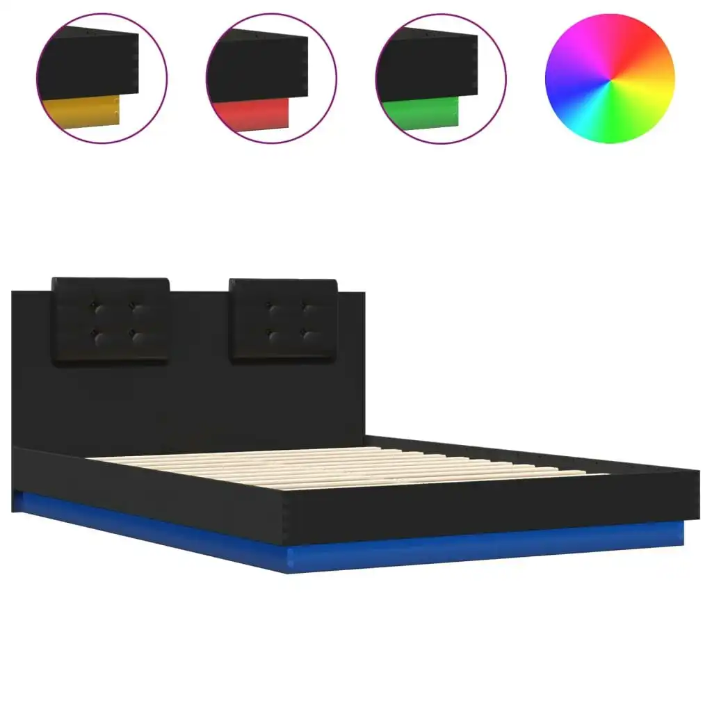 Bed Frame with Headboard and LED Lights Black 150x200 cm 3210004