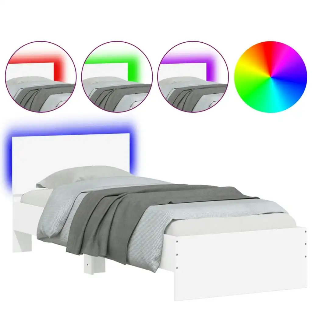 Bed Frame with Headboard and LED Lights White 90x190 cm 838834