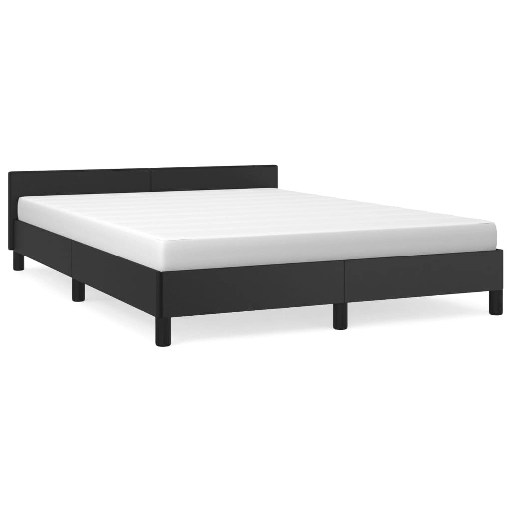 Bed Frame without Mattress Black Double Faux Leather 347529