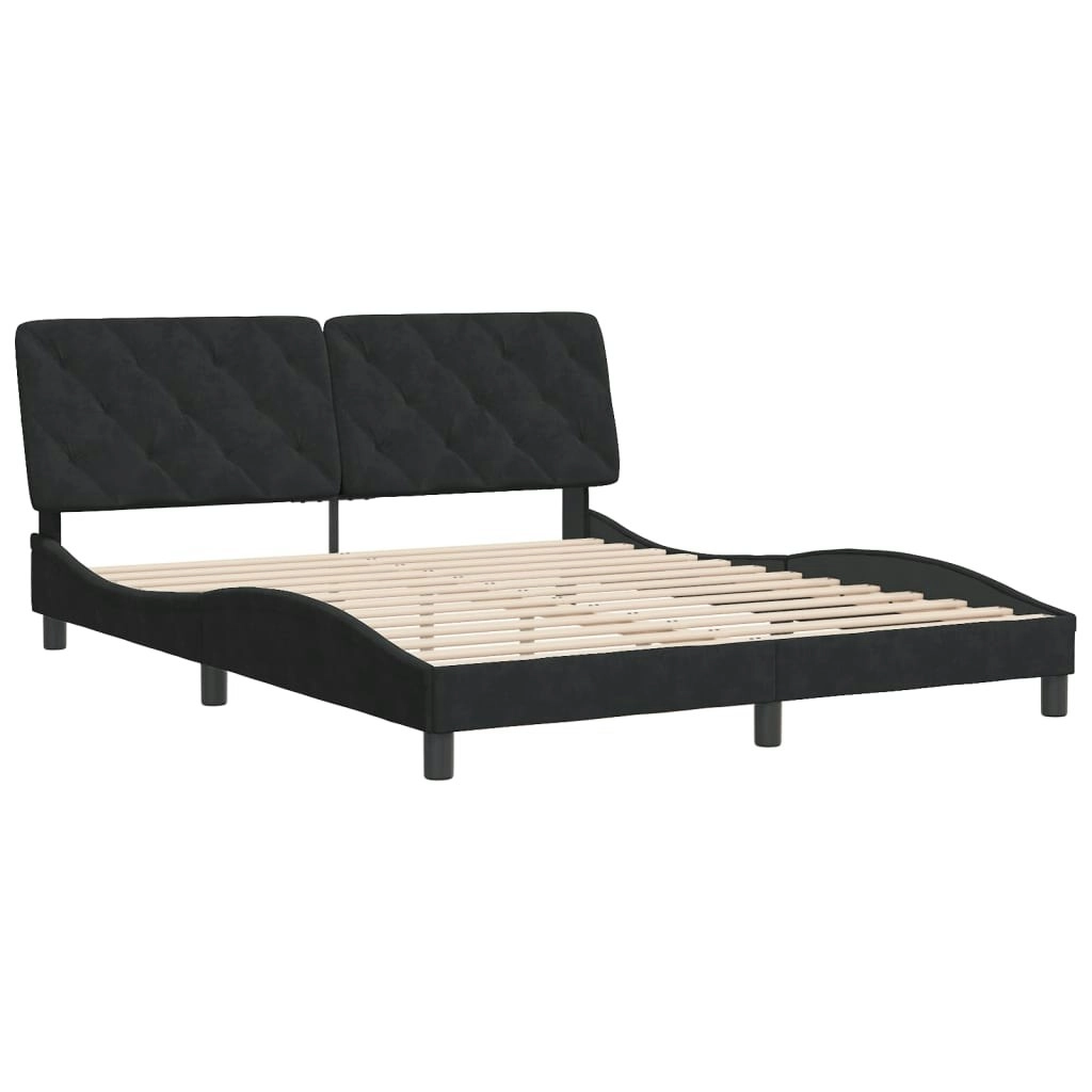 Bed Frame without Mattress Black 152x203 cm Queen Velvet 3207955