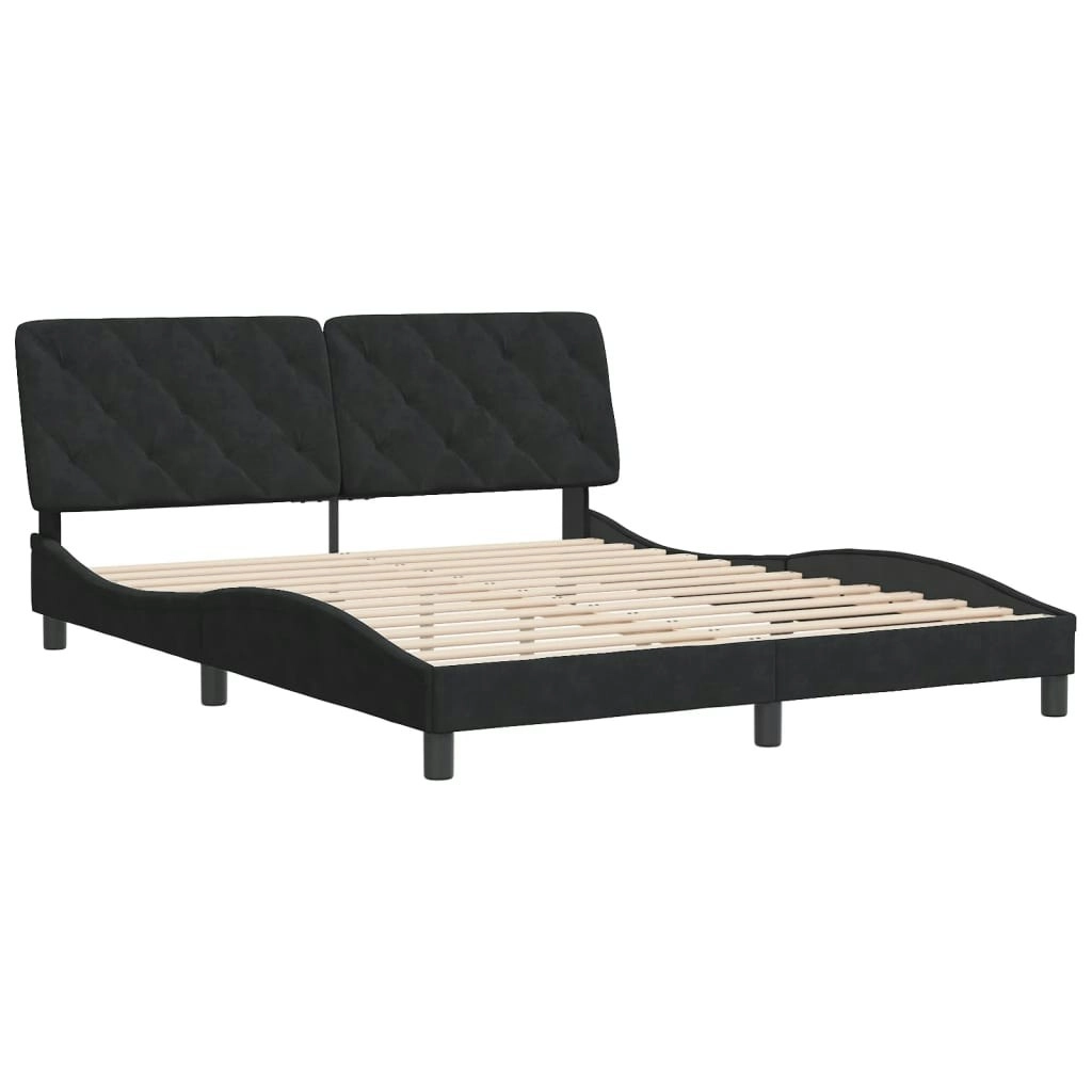 Bed Frame without Mattress Black 152x203 cm Queen Velvet 3208252