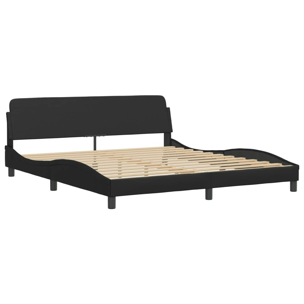 Bed Frame without Mattress Black 183x203 cm King Faux Leather 373238