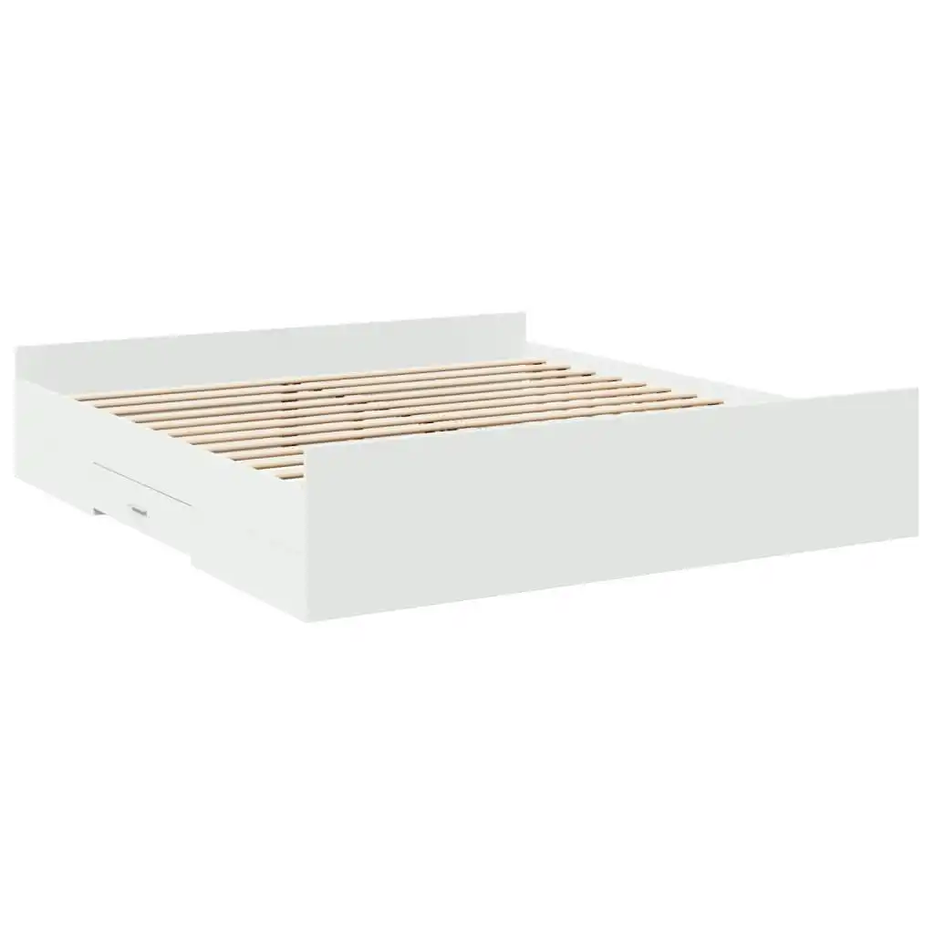 Bed Frame with Drawers without Mattress White 183x203 cm King 3280272