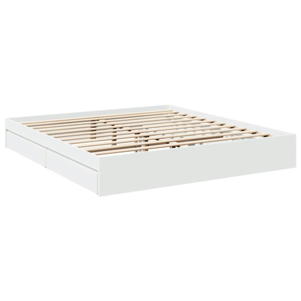 Bed Frame with Drawers without Mattress White 183x203 cm King 3280636