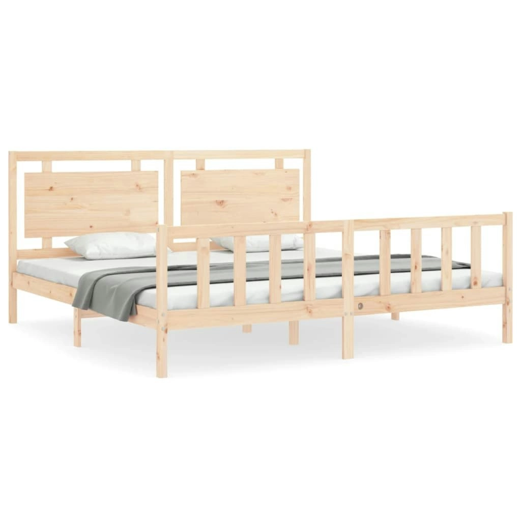 Bed Frame with Headboard 183x203 cm King Solid Wood 3192181