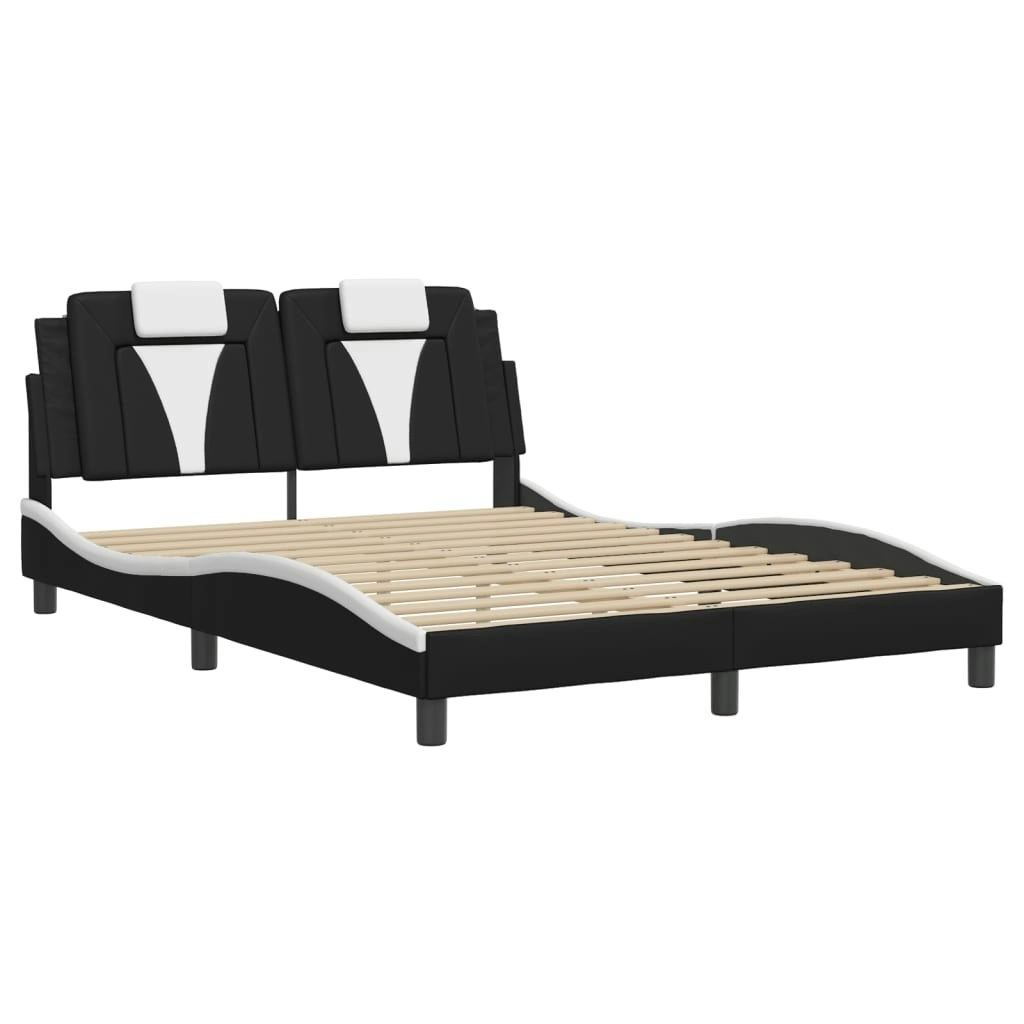 Bed Frame with Headboard Black and White 137x190 cm Faux Leather 3208269