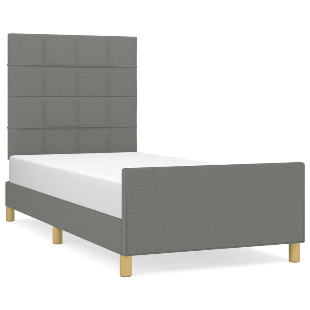 Bed Frame with Headboard Dark Grey 106x203 cm King Single Size Fabric 3283105