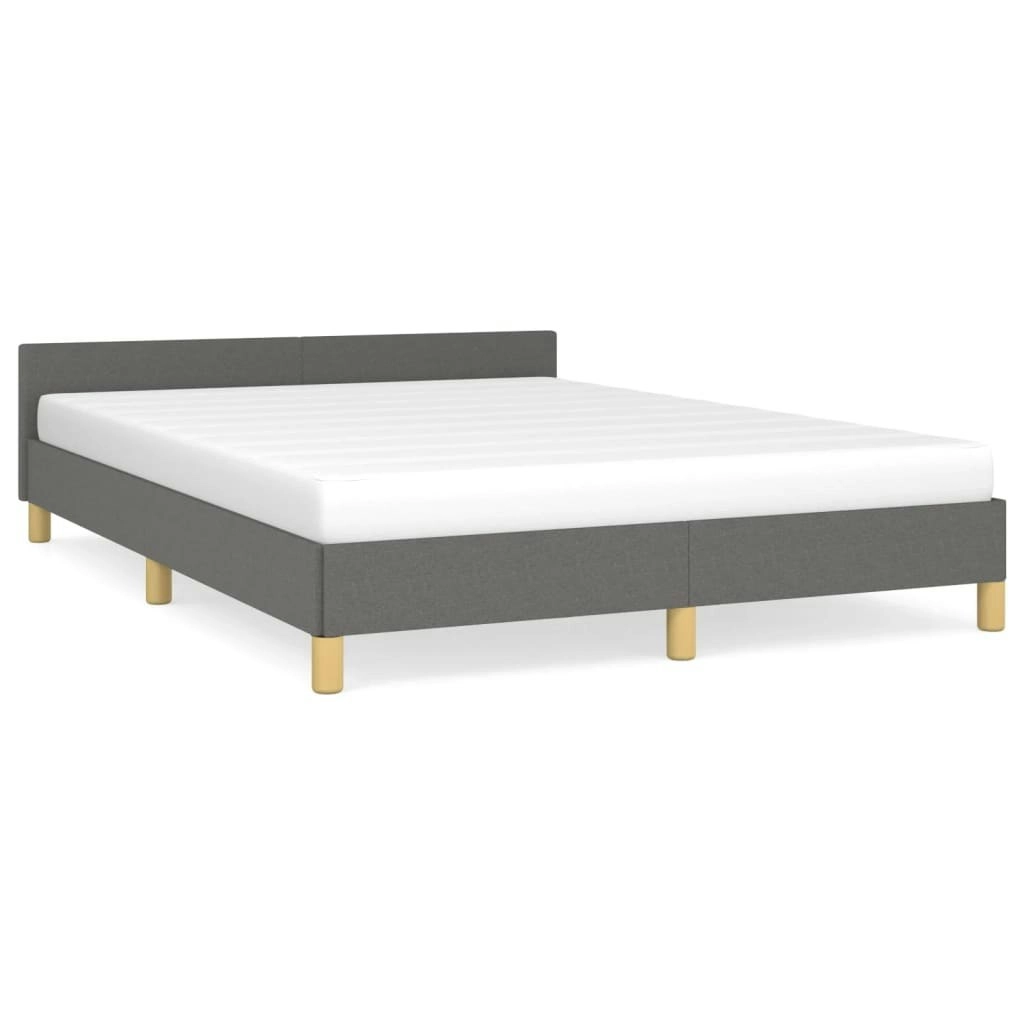 Bed Frame with Headboard Dark Grey 137x187 cm Double Fabric 347454