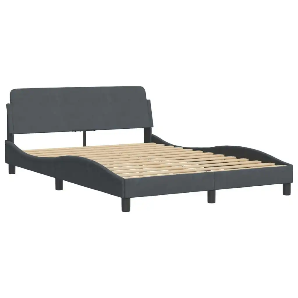 Bed Frame with Headboard Dark Grey 137x190 cm Velvet 3207670