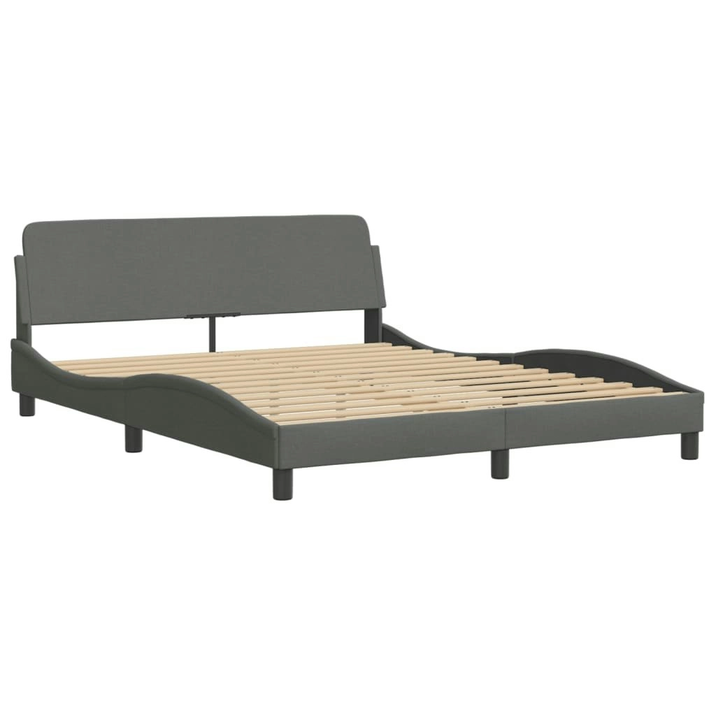 Bed Frame with Headboard Dark Grey 152x203 cm Fabric 3207674