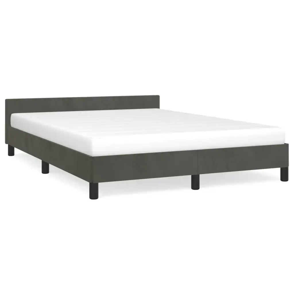 Bed Frame with Headboard Dark Grey 137x187 cm Double Velvet 347604