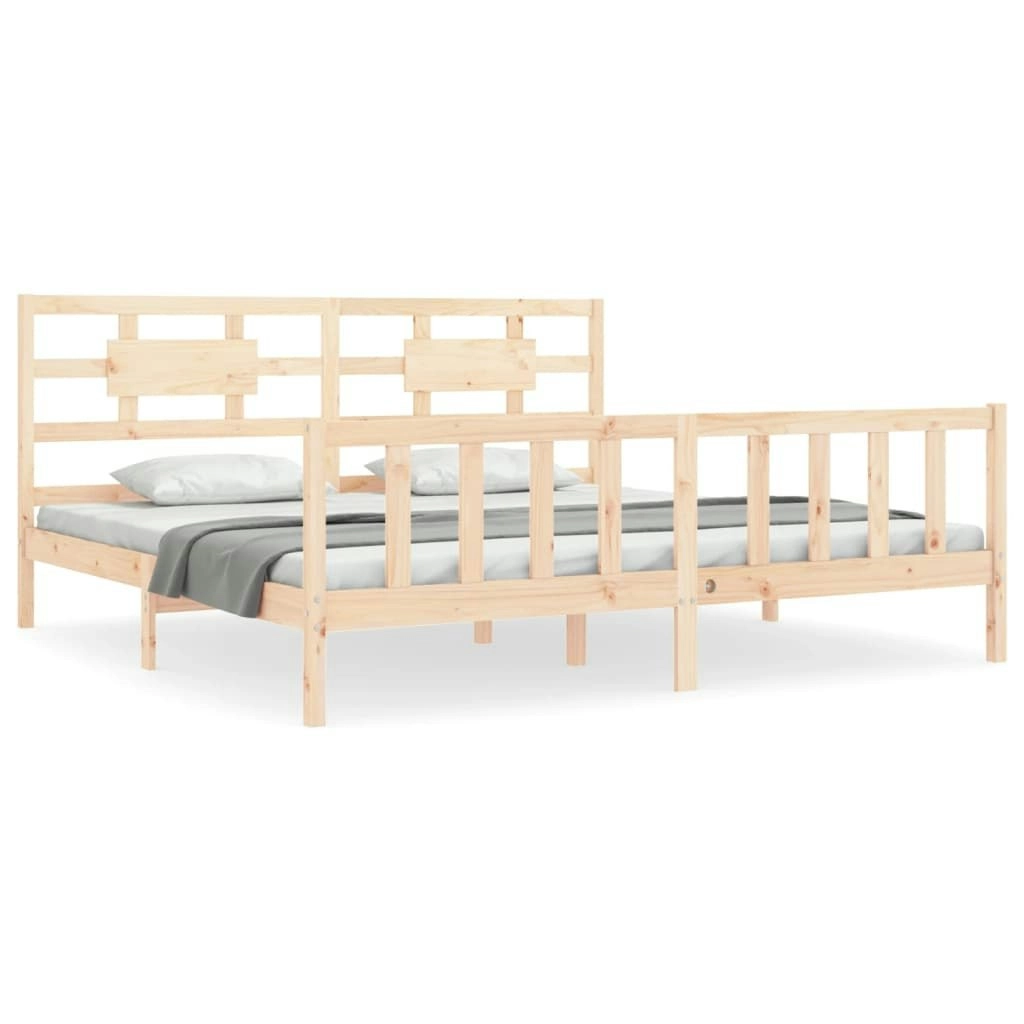 Bed Frame with Headboard 183x203 cm King Solid Wood 3192571