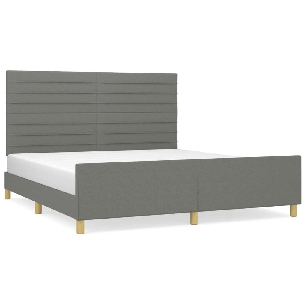 Bed Frame with Headboard Dark Grey 153x203 cm Queen Size Fabric 3283093