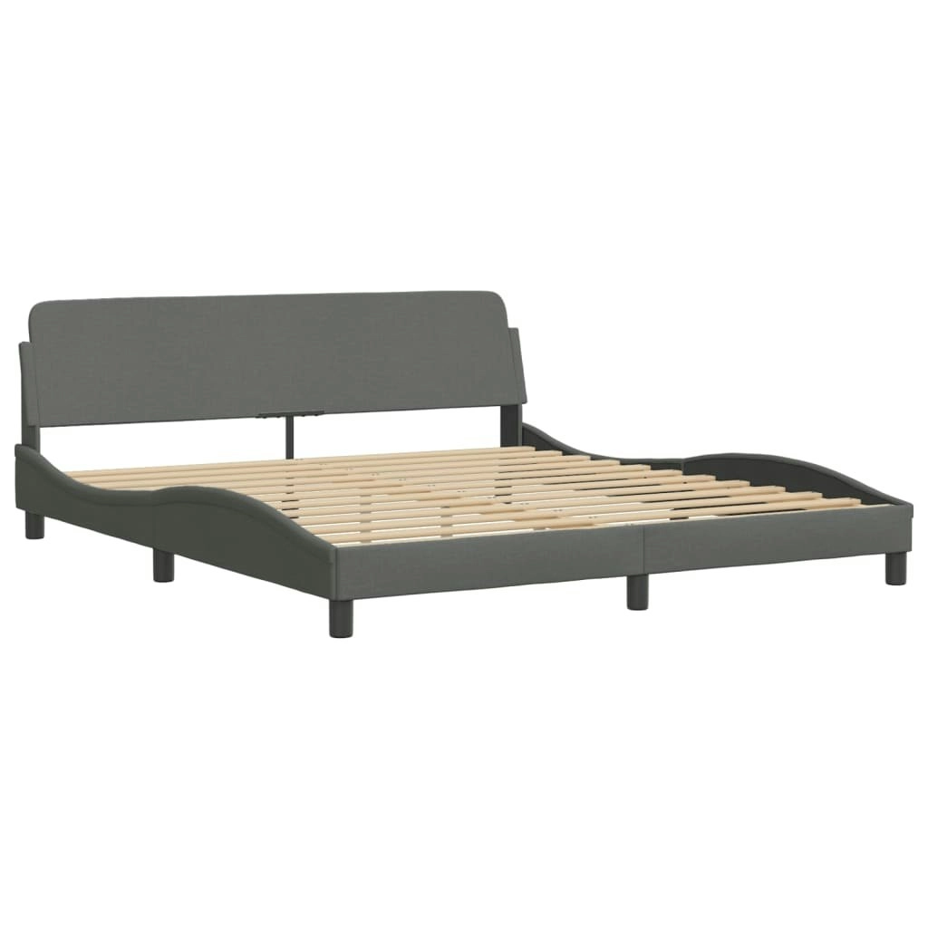 Bed Frame without Mattress Dark Grey 183x203 cm King Fabric 3207662