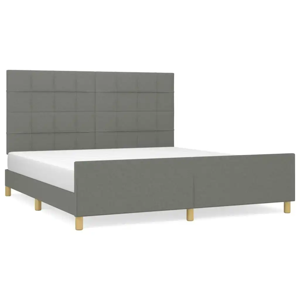 Bed Frame with Headboard Dark Grey 153x203 cm Queen Size Fabric 3283091