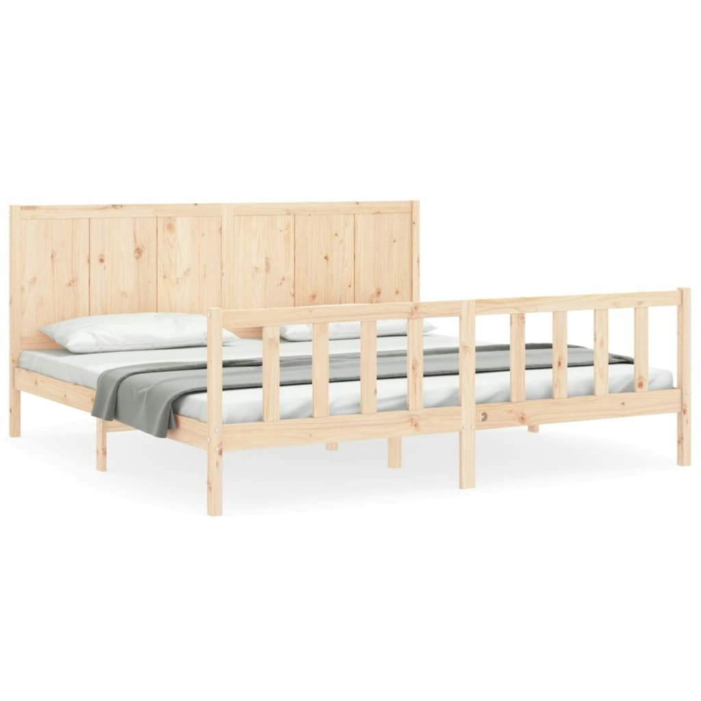 Bed Frame with Headboard 183x203 cm King Solid Wood 3192636