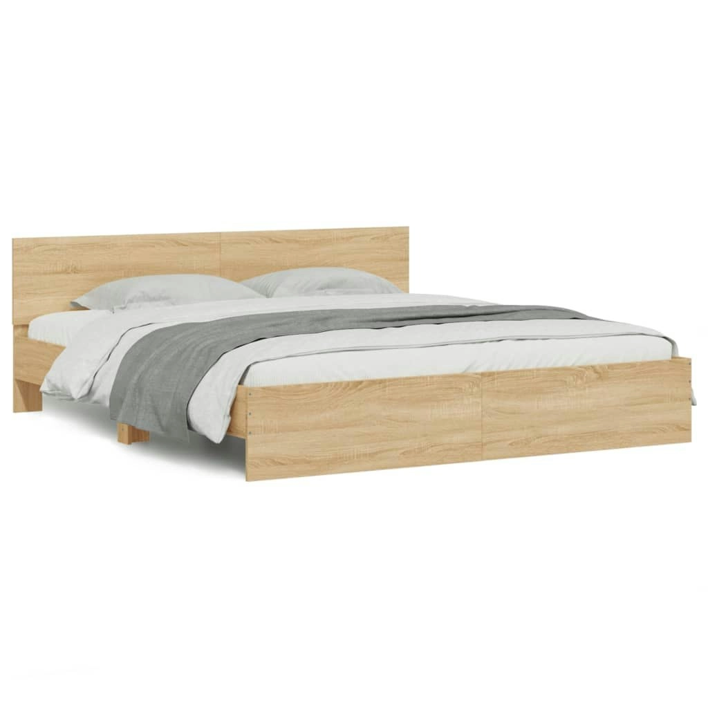 Bed Frame with Headboard Sonoma Oak 183x203 cm King Size 3207464