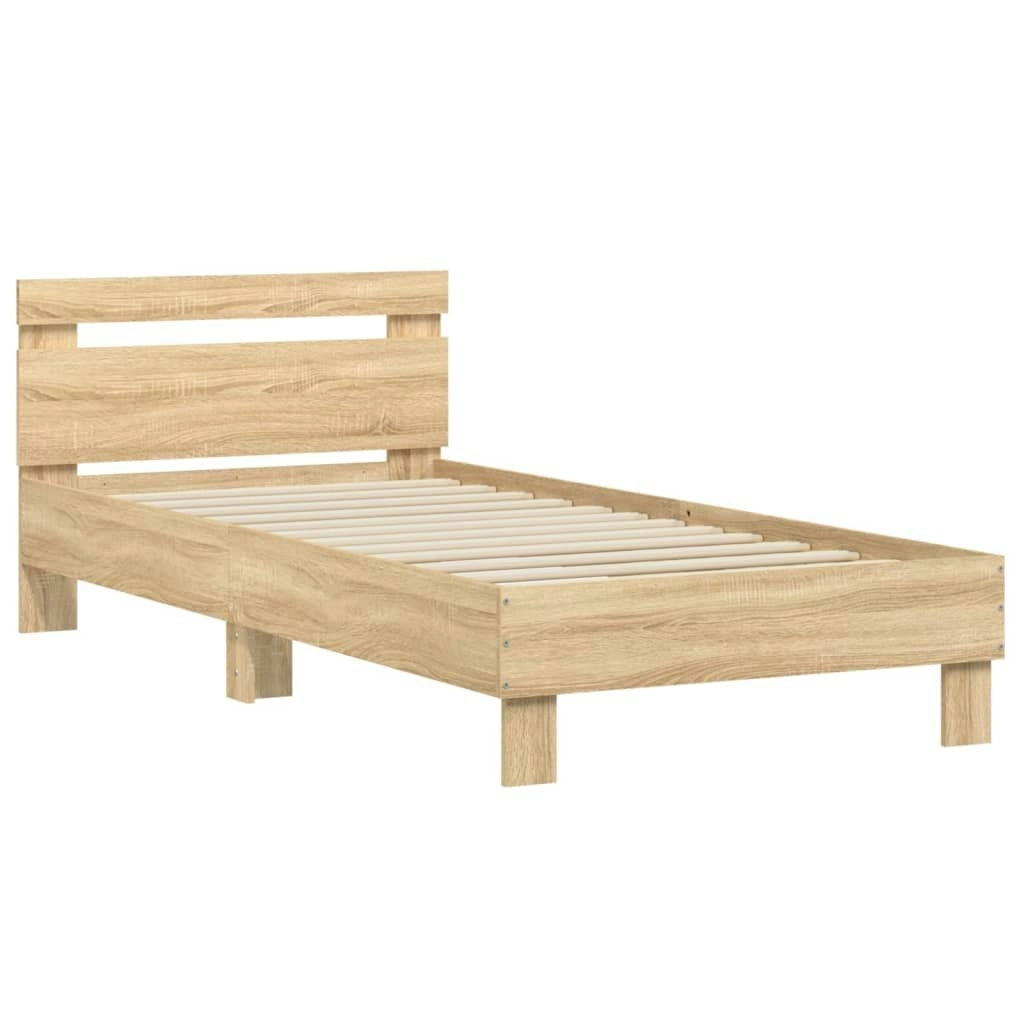 Bed Frame with Headboard Sonoma Oak 90x190 cm Engineered wood 838563