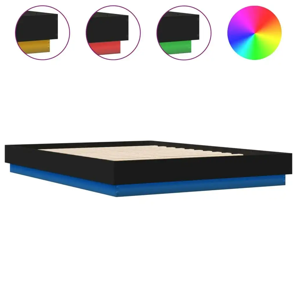 Bed Frame with LED without Mattress Black 150x200 cm 3209787