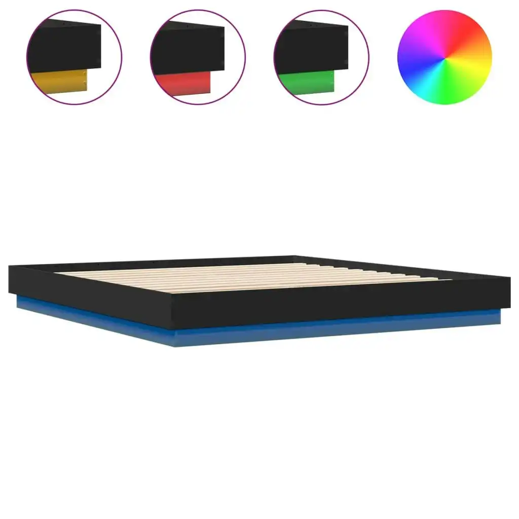 Bed Frame with LED Lights Black 183x203 cm King Size 3209773