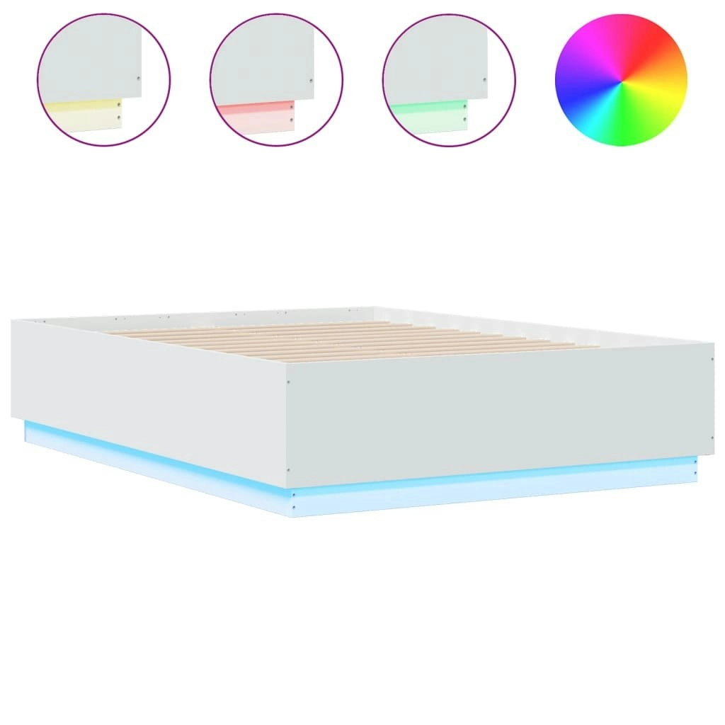 Bed Frame with LED without Mattress White 135x190 cm 3209646