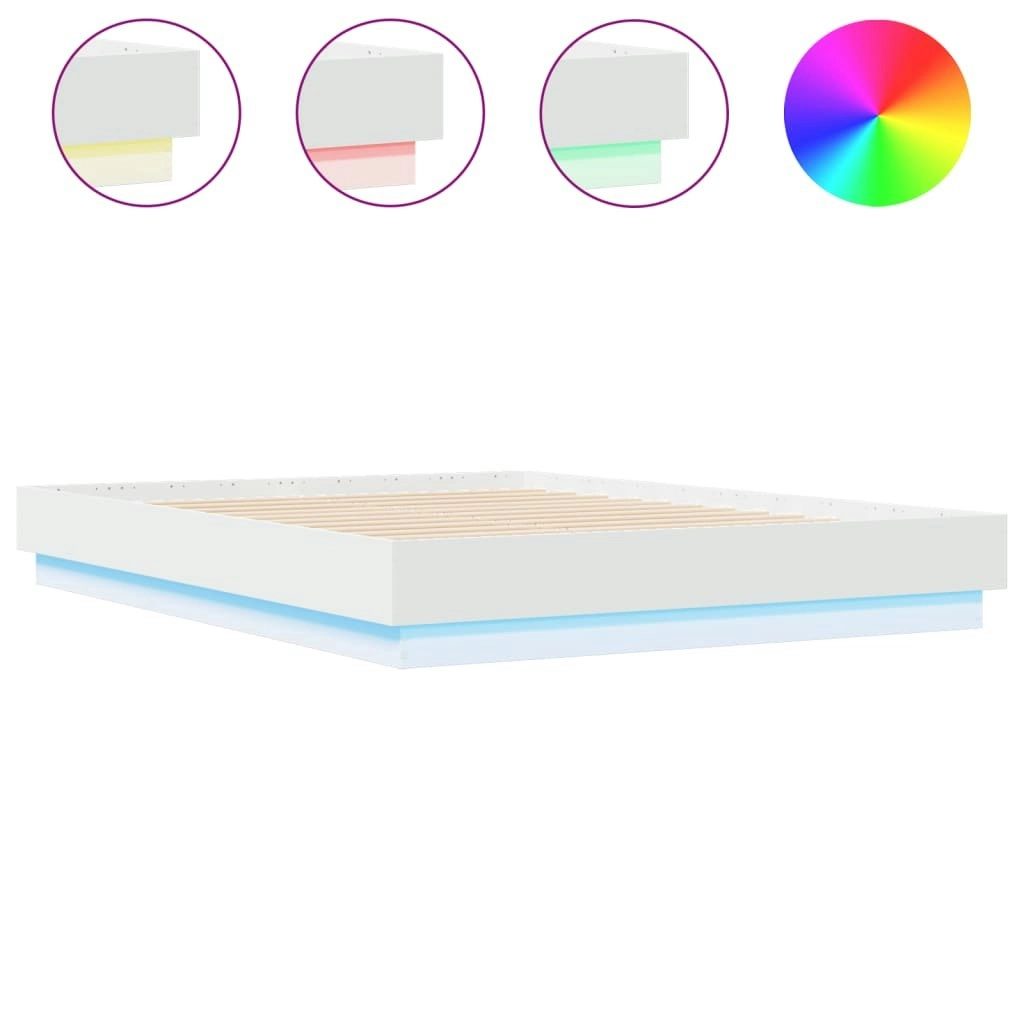 Bed Frame with LED without Mattress White 135x190 cm 3209814