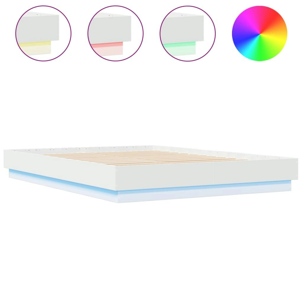 Bed Frame with LED Lights White 150x200 cm 3209786