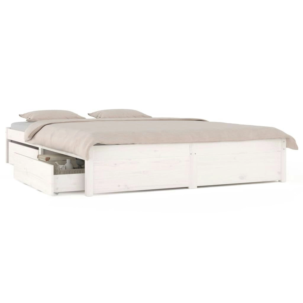 Bed Frame without Mattress with Drawers White 150x200 cm 3103519