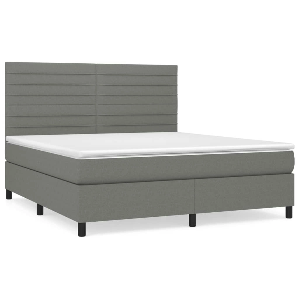 Box Spring Bed with Mattress Dark Grey 153x203 cm Queen Size Fabric 3145070