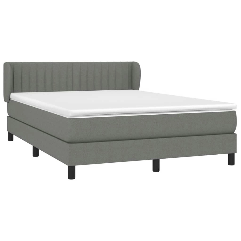 Box Spring Bed with Mattress Dark Grey 153x203 cm Queen Size Fabric 3283357