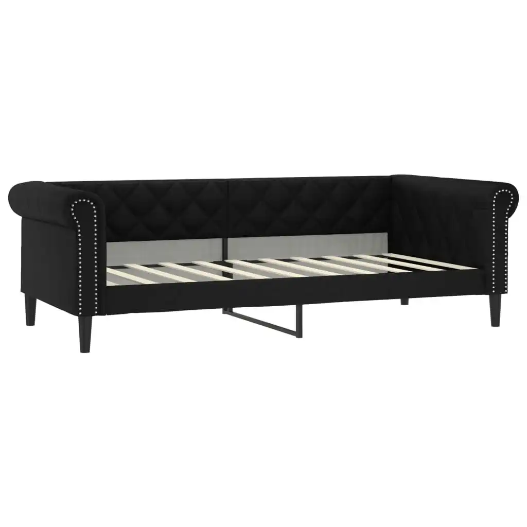 Day Bed Black 92x187 cm Single Size Faux Leather 354234