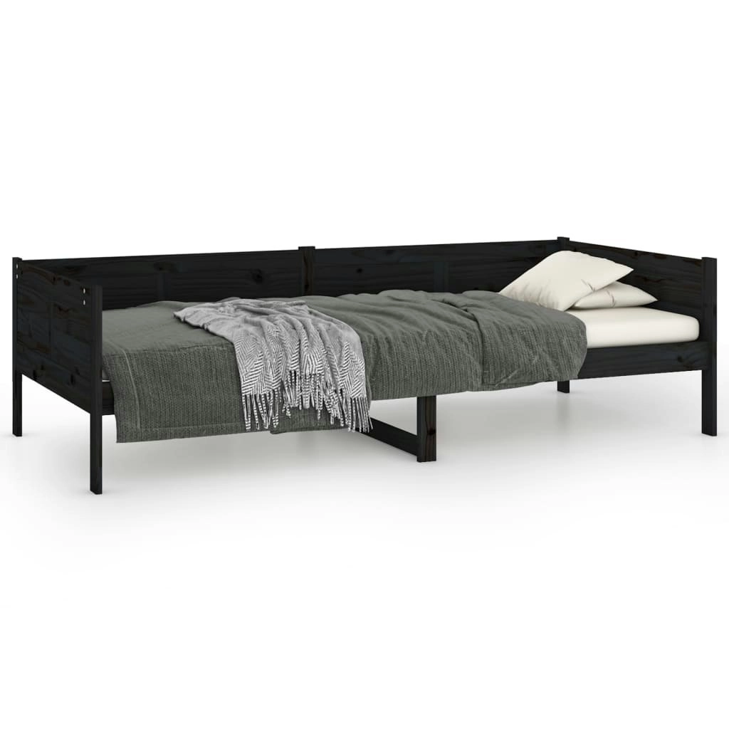 Day Bed without Mattress Black Solid Wood Pine 90x190 cm 820251