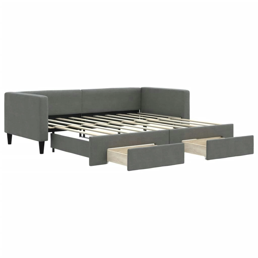 Daybed with Trundle&Drawers without Mattress Dark Grey 90x190 cm 3196625