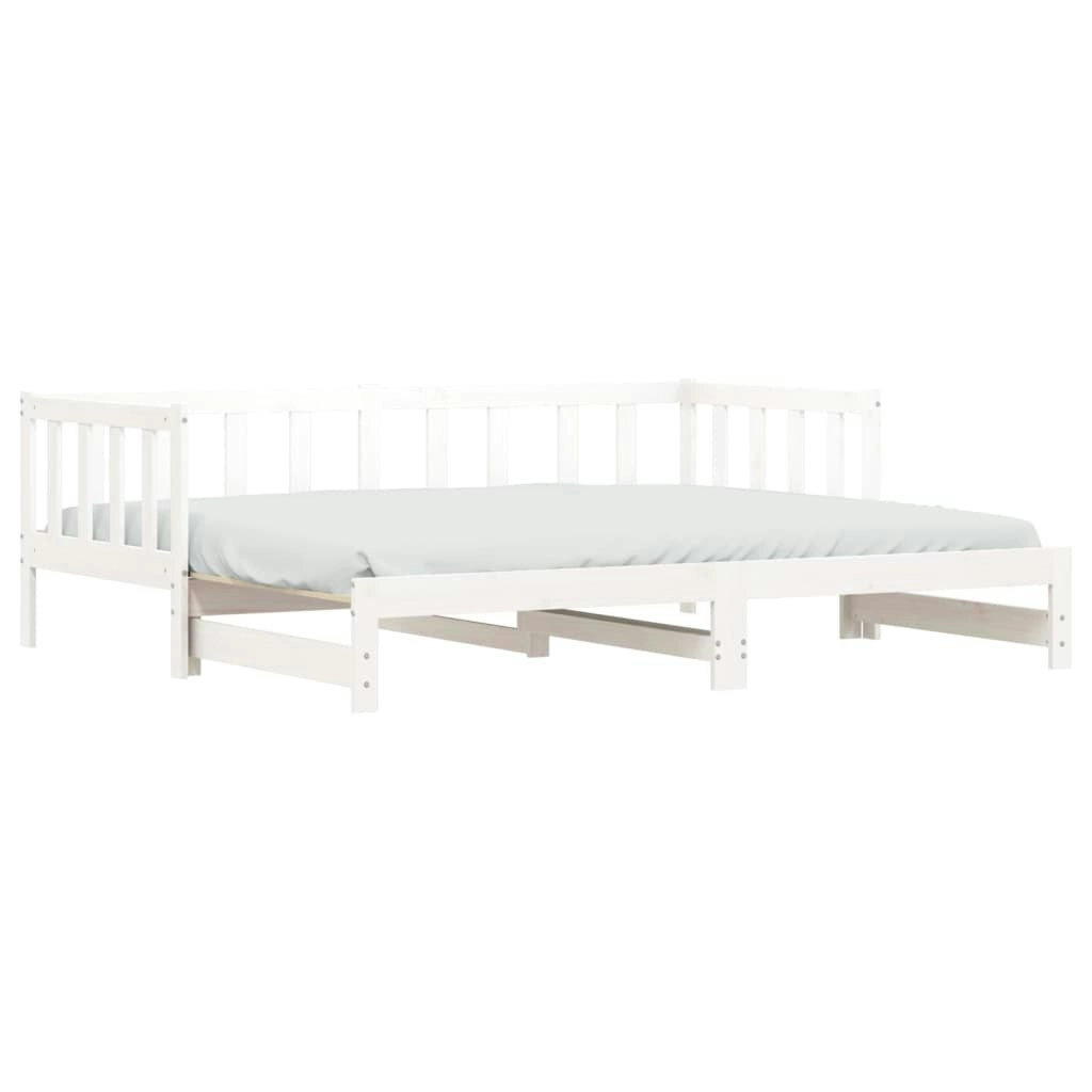 Day Bed with Trundle without Mattress White 90x190 cm Solid Wood 836163