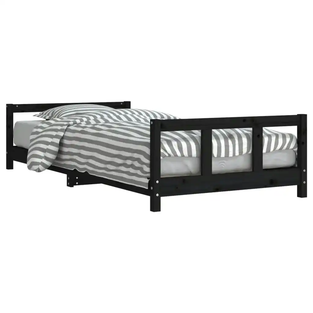 Kids Bed Frame Black 90x190 cm Solid Wood Pine 834434