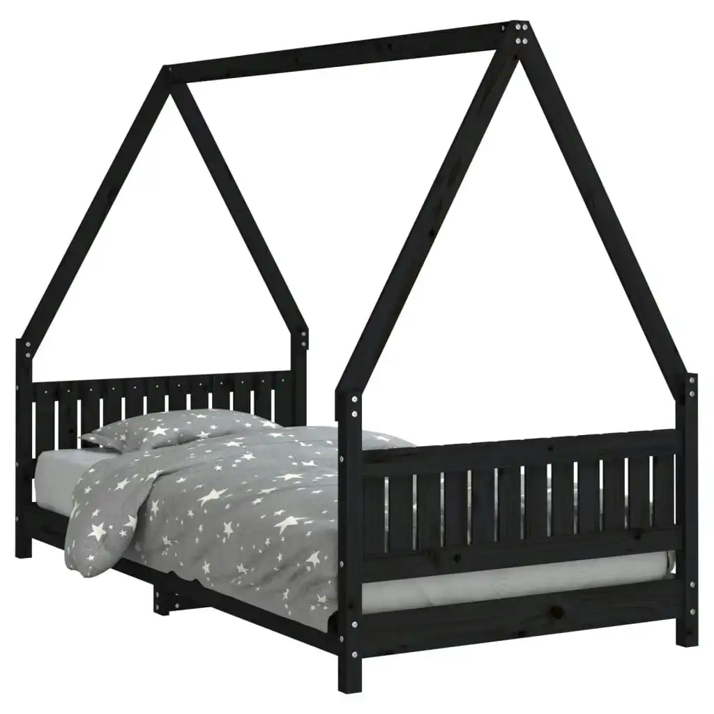 Kids Bed Frame Black 90x190 cm Solid Wood Pine 834509