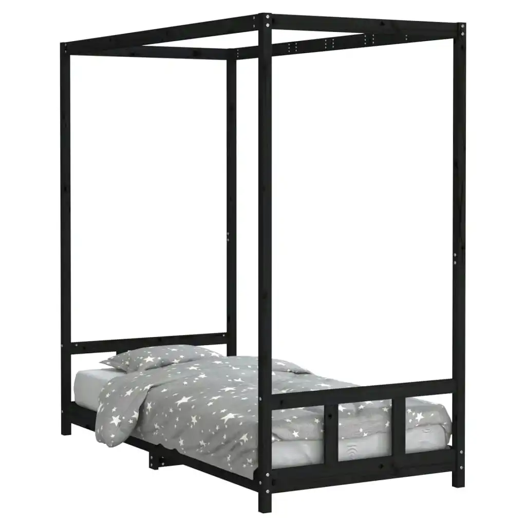 Kids Bed Frame Black 90x190 cm Solid Wood Pine 834518